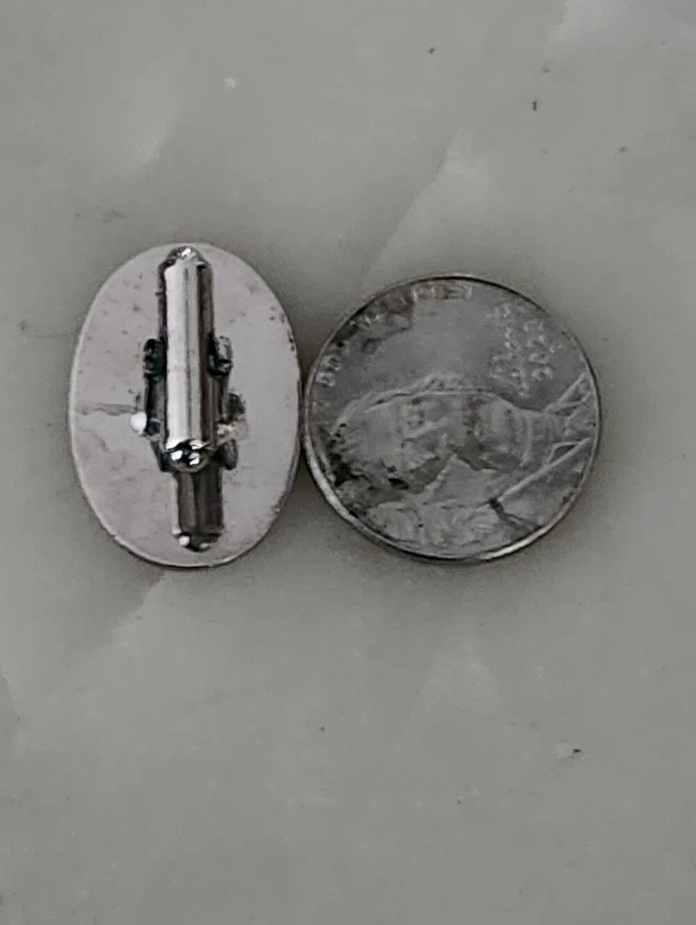 Vtg P.R.K Sterling Silver Classic Oval Etched Design Cufflinks and Tie Tack Set
